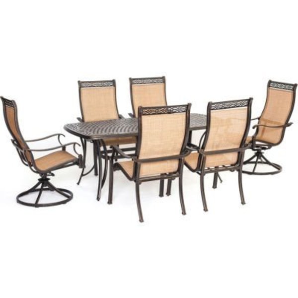 Almo Fulfillment Services Llc Hanover® Manor 7 Piece Outdoor Dining Set w/ 2 Swivel Rockers, Cedar MANDN7PCSW-2